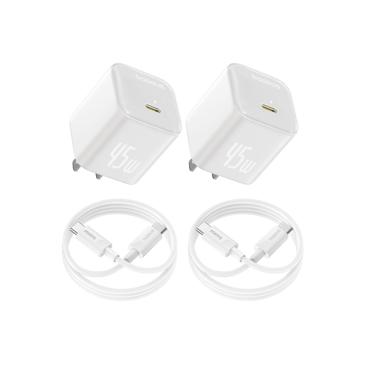 Baseus PicoGo GaN USB-C Charger 45W 2-Pack White