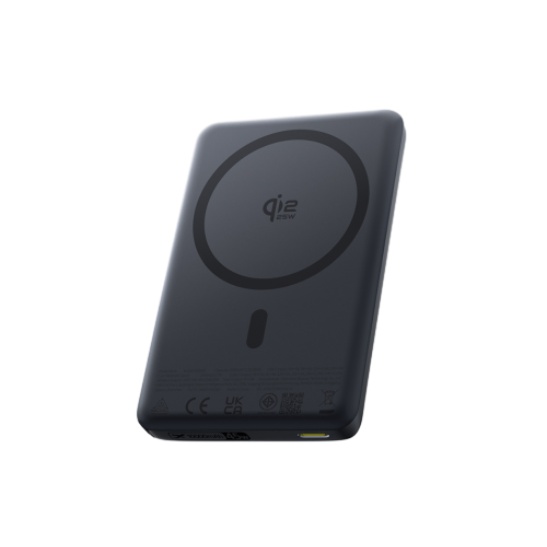 Wireless charging pad with Qi logo on a white background