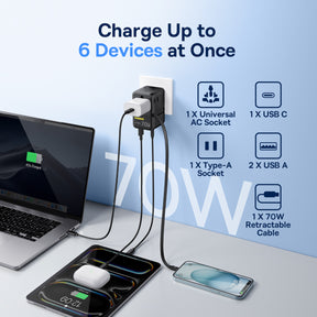 Baseus EnerCore CG11 Universal Travel Adapter 2AC+2U+2C 70W
