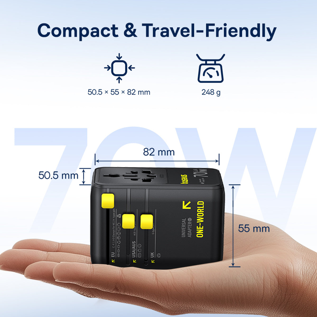 Baseus EnerCore CG11 Universal Travel Adapter 2AC+2U+2C 70W