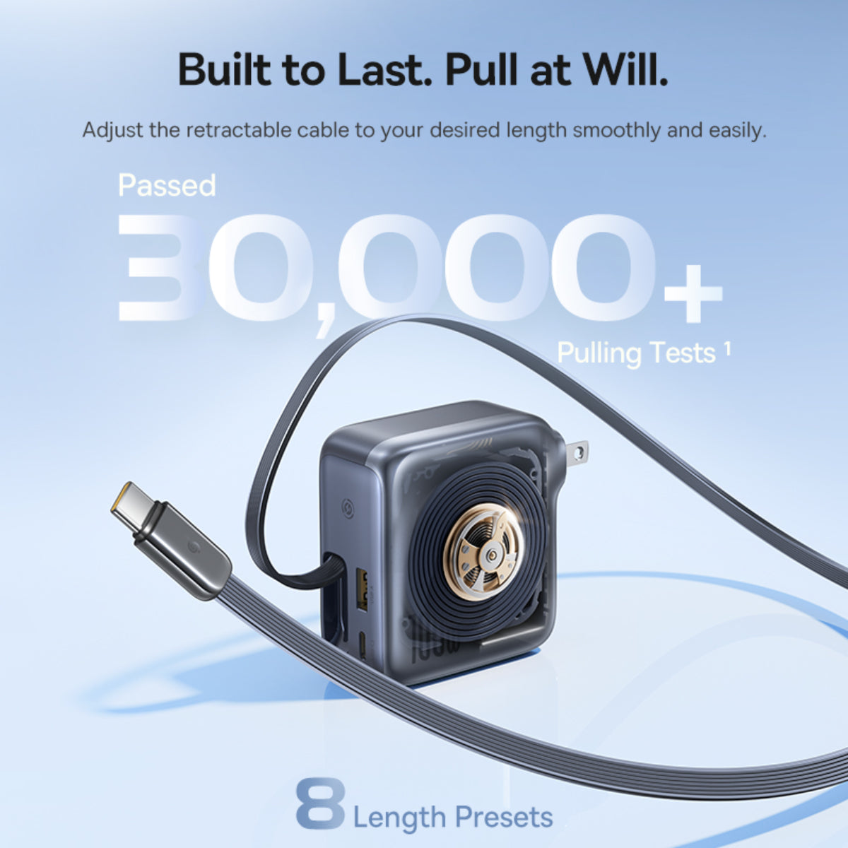 Baseus EnerCore CJ11 Fast Charger with Retractable Cable 2C+U 100W