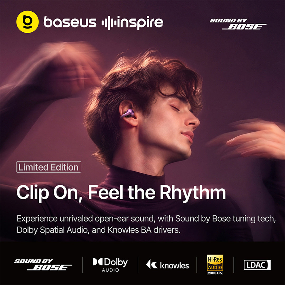 Baseus Inspire XC1 Open-Ear Earbuds Dark Cherry