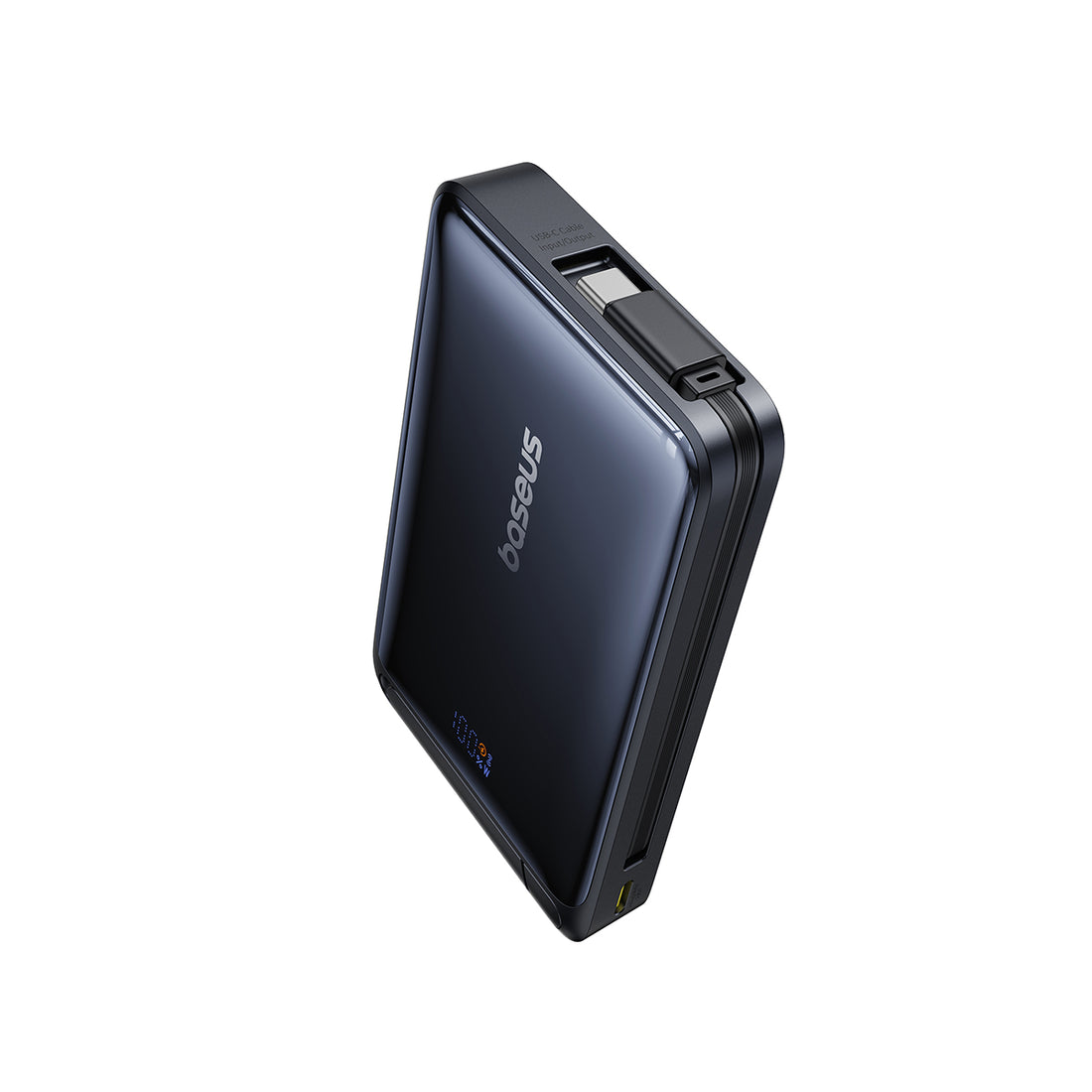 Power Bank Magnetico Baseus Nomos Qi2 – 10000mAh, Ricarica Wireless 15W Per IPhone, Cavo USB-C Integrato, Display E Design Pieghevole