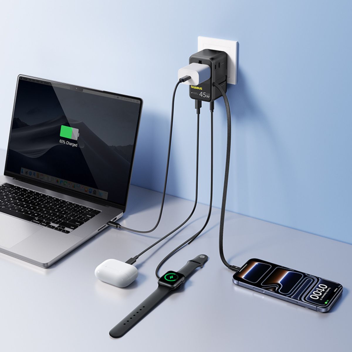 Baseus PicoGo AG11 Universal Travel Adapter 2AC+2U+2C 45W