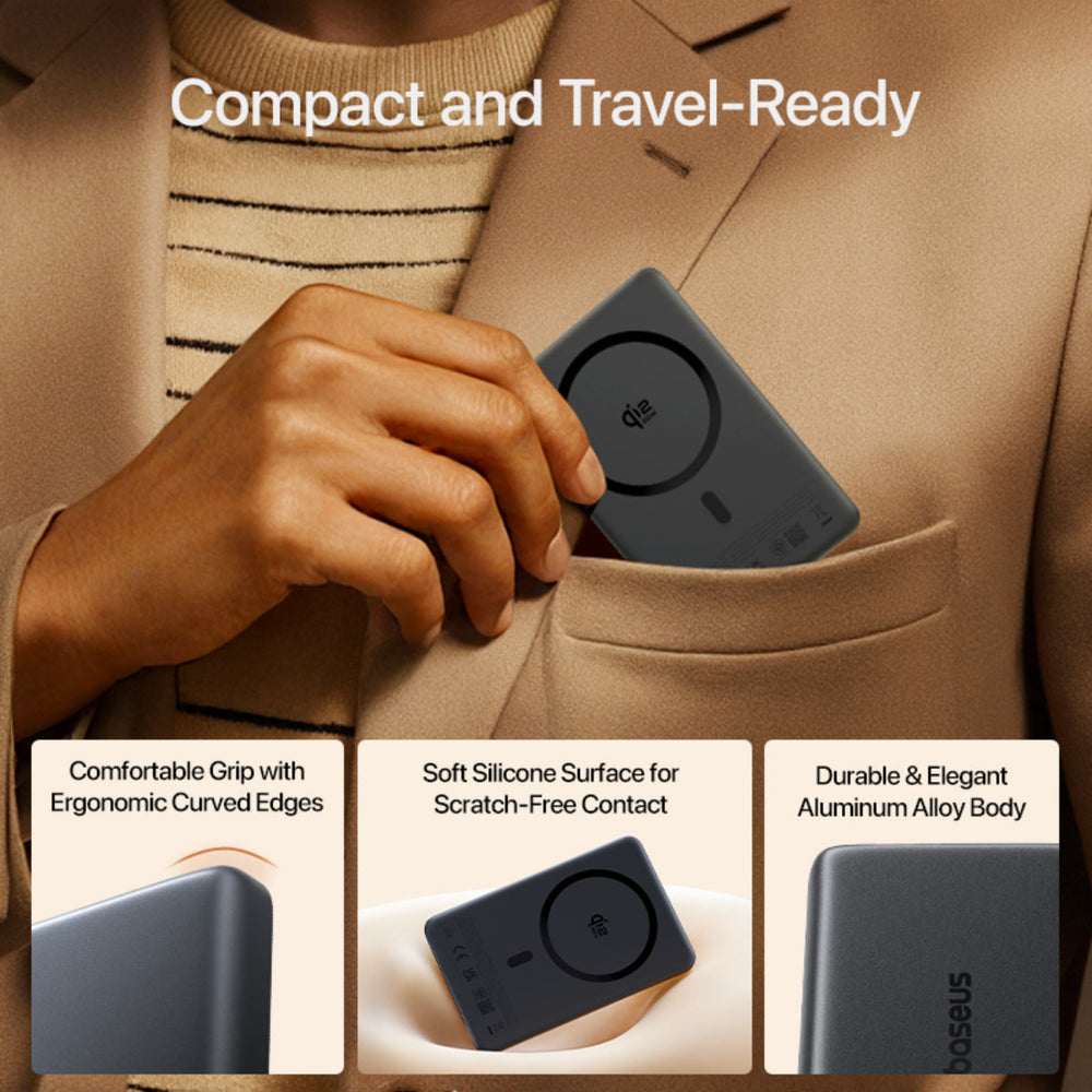 Baseus PicoGo AM52 Power Bank MagSafe Con Carga Inalámbrica Qi2.2 De 25W – Compatible Con IPhone 12/13/14/15/16/17 Energía Para IPhone 13 Y 14