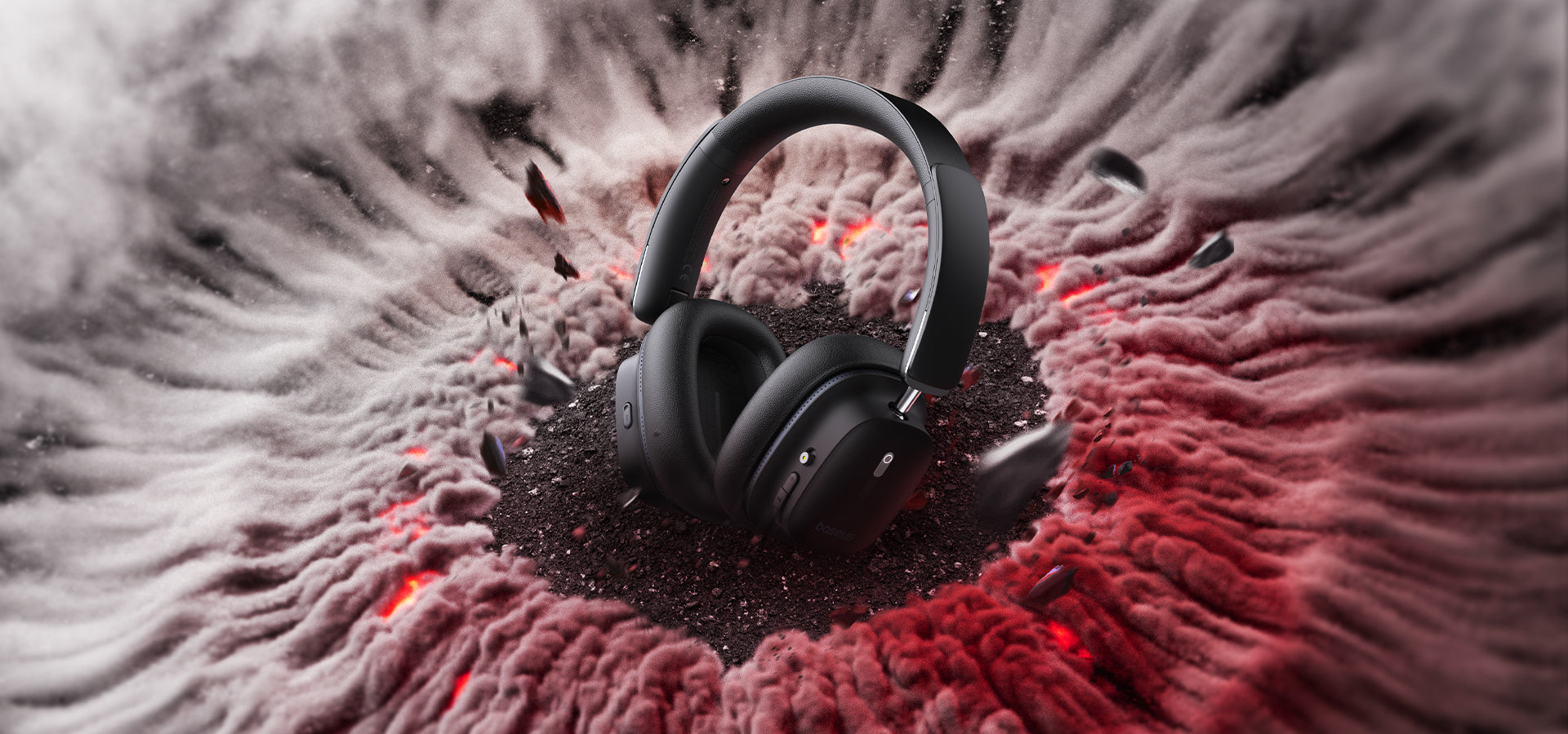 a black wireless headphone
