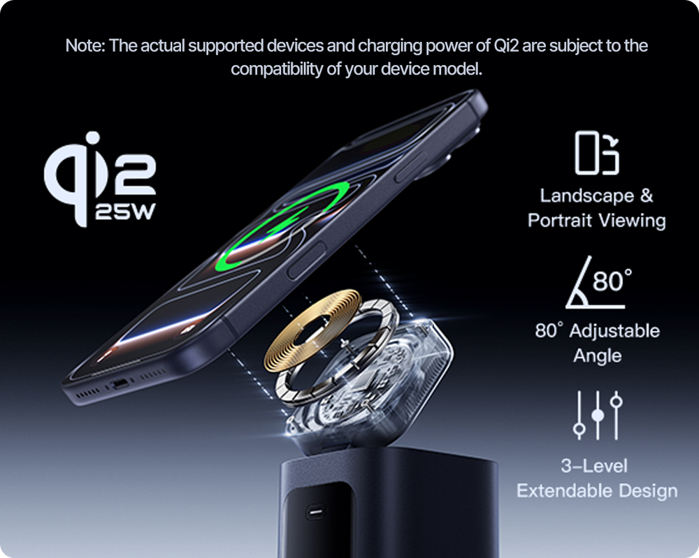 Qi2.2 25W Adjustable Atand