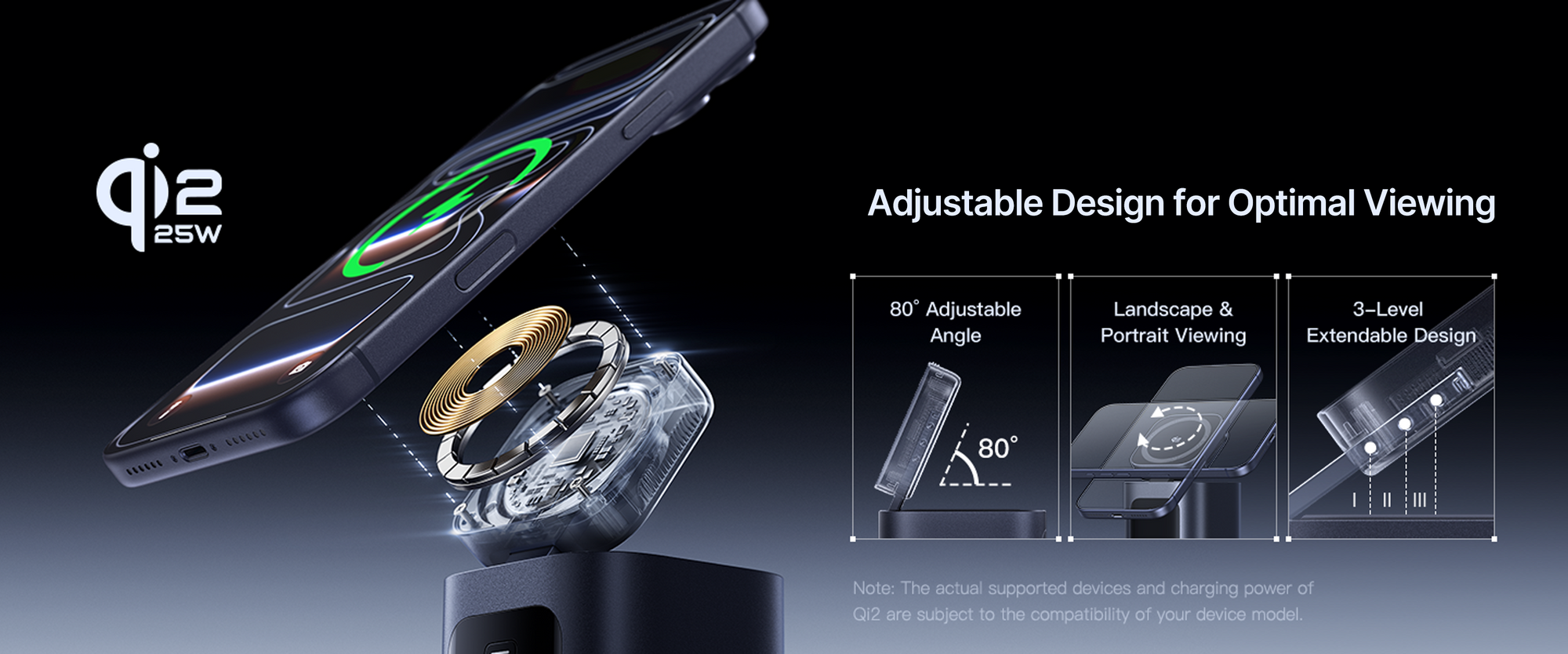 Qi2.2 25W Adjustable Atand