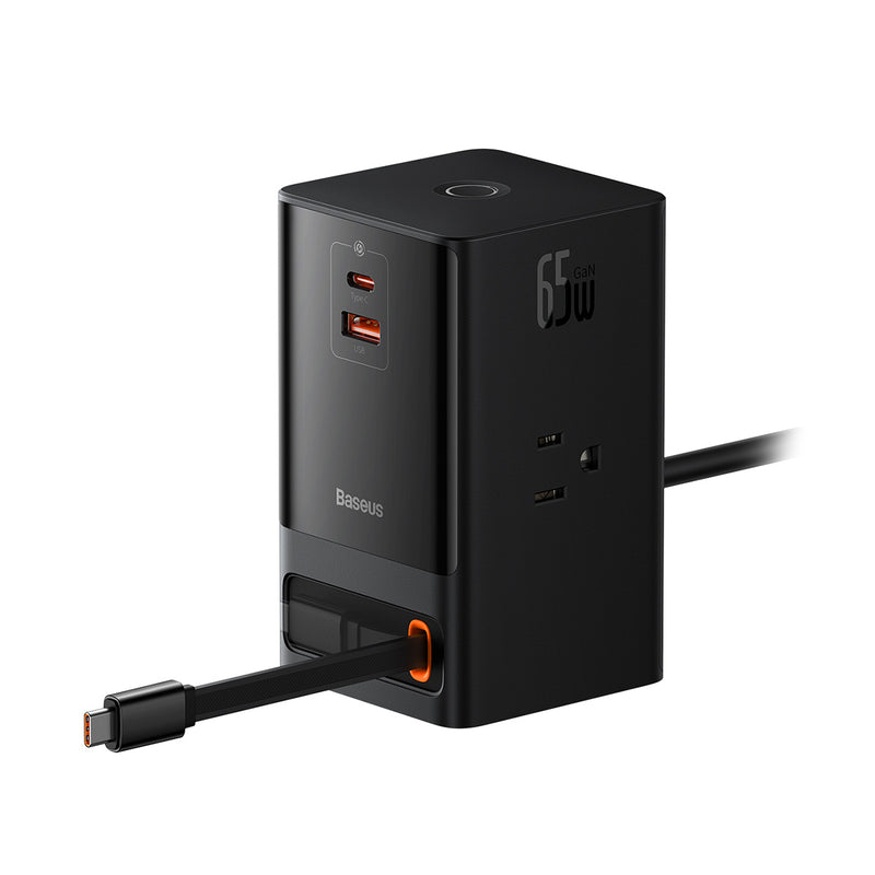 Baseus PowerCombo Tower Power Strip 3xAC+2xType-C+2xUSB 100W Con Cable De Alimentaci%c3%b3n 1.5 Enchufe Jp Negro